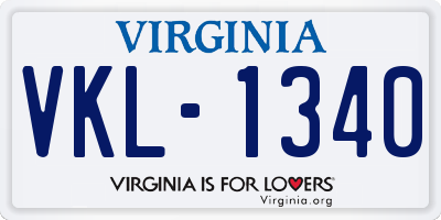 VA license plate VKL1340