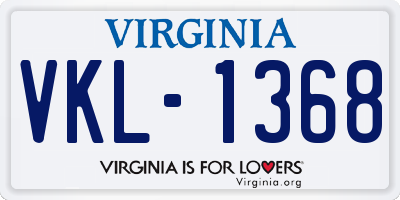 VA license plate VKL1368