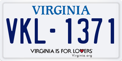 VA license plate VKL1371