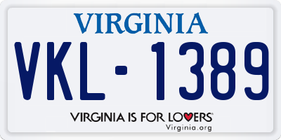 VA license plate VKL1389