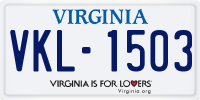 VA license plate VKL1503