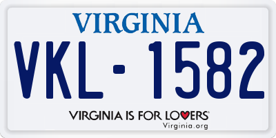 VA license plate VKL1582