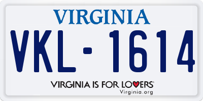 VA license plate VKL1614