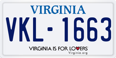 VA license plate VKL1663