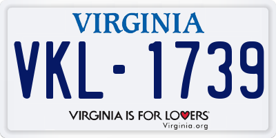 VA license plate VKL1739
