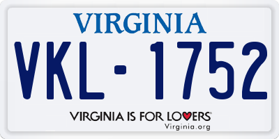 VA license plate VKL1752