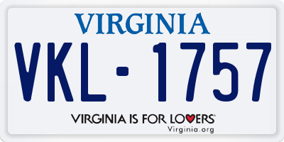 VA license plate VKL1757