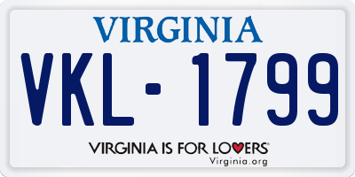 VA license plate VKL1799