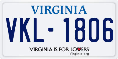 VA license plate VKL1806