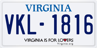 VA license plate VKL1816