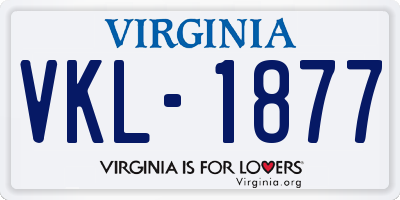 VA license plate VKL1877