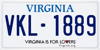 VA license plate VKL1889