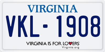 VA license plate VKL1908