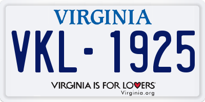 VA license plate VKL1925