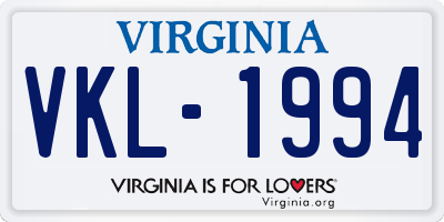 VA license plate VKL1994