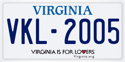 VA license plate VKL2005