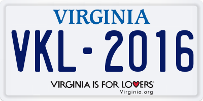 VA license plate VKL2016