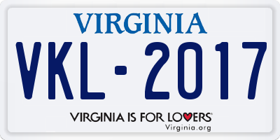 VA license plate VKL2017