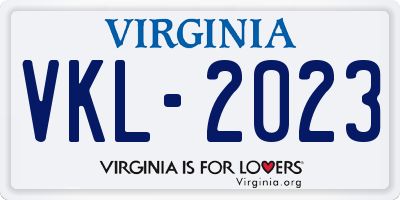 VA license plate VKL2023