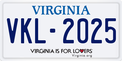 VA license plate VKL2025