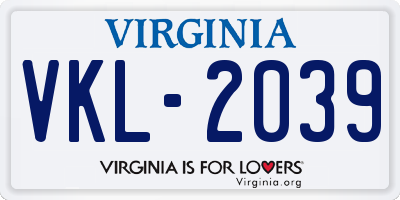 VA license plate VKL2039