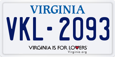 VA license plate VKL2093