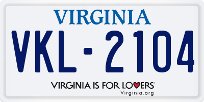 VA license plate VKL2104