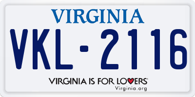 VA license plate VKL2116