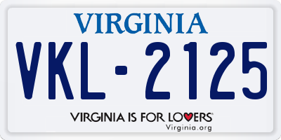 VA license plate VKL2125