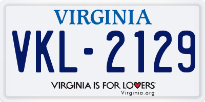 VA license plate VKL2129