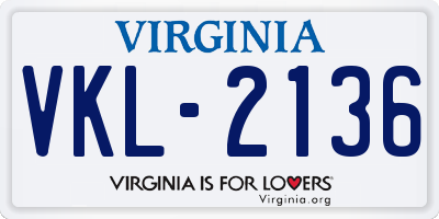 VA license plate VKL2136