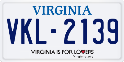 VA license plate VKL2139
