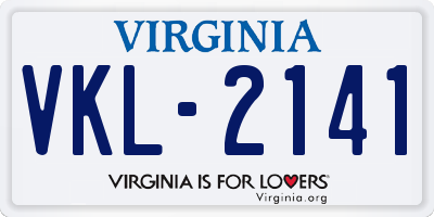 VA license plate VKL2141