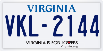 VA license plate VKL2144