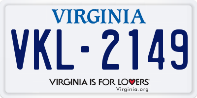 VA license plate VKL2149