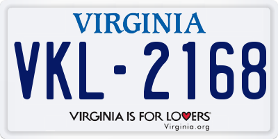 VA license plate VKL2168