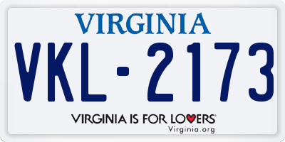 VA license plate VKL2173