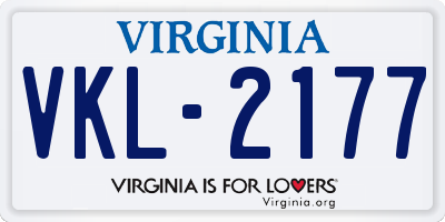 VA license plate VKL2177