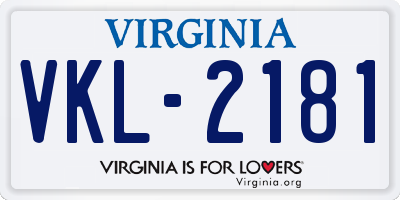 VA license plate VKL2181