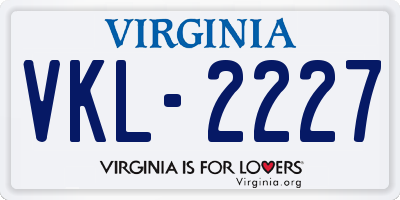 VA license plate VKL2227