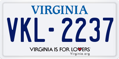 VA license plate VKL2237