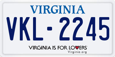 VA license plate VKL2245