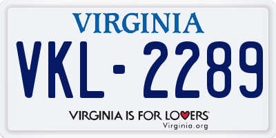 VA license plate VKL2289