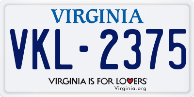 VA license plate VKL2375