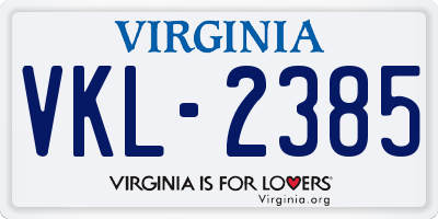 VA license plate VKL2385