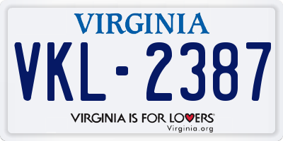 VA license plate VKL2387