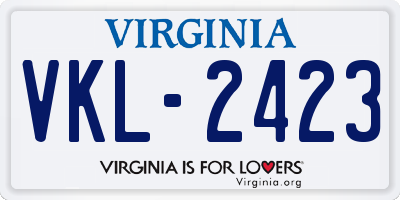 VA license plate VKL2423