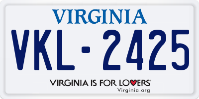 VA license plate VKL2425