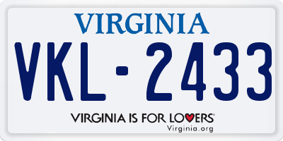 VA license plate VKL2433