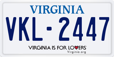 VA license plate VKL2447